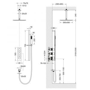 Душевой комплект Timo Selene SX-2229/03SM с термостатом чёрный