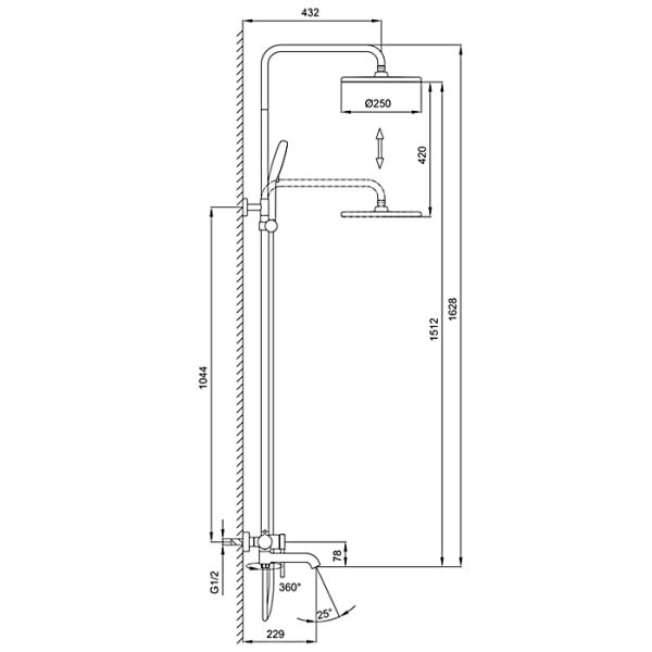 Душевая стойка Gappo G2406-6 чёрный Душевая стойка Gappo G2406-6 чёрный