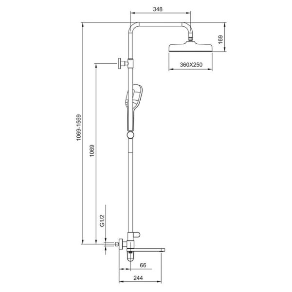 Душевая стойка Gappo G2410-9 оружейная сталь Душевая стойка Gappo G2410-9 оружейная сталь