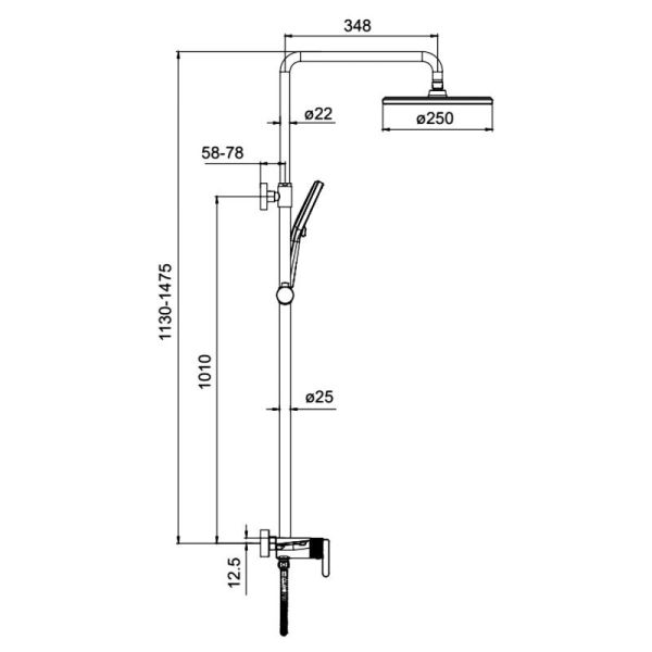 Душевая стойка Gappo G2495-96 чёрный Душевая стойка Gappo G2495-96 чёрный