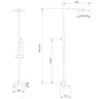 Душевая стойка ABBER Daheim AF8216BL чёрный матовый