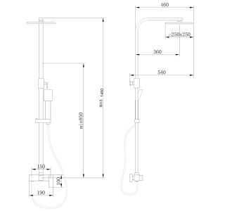 Душевая стойка ABBER Daheim AF8220BL чёрный матовый
