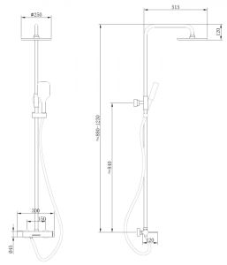 Душевая стойка ABBER Emotion AF8816B с изливом чёрный матовый