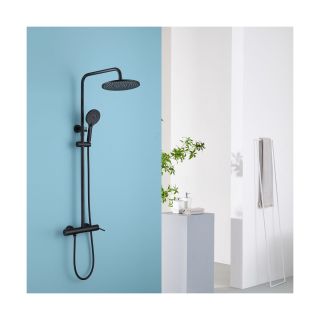 Душевая стойка ABBER Emotion AF8816BL с изливом, черный матовый