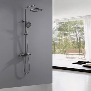 Душевая стойка ABBER Thermostat AF8516NGL с термостатом оружейная сталь