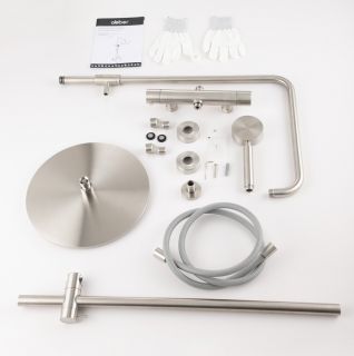 Душевая стойка ABBER Wasser Kreis 316 AF8160BST без излива с термостатом брашированная сталь