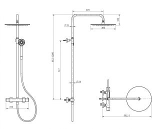 Душевая стойка ABBER Wasser Kreis 316 AF8160BST без излива с термостатом брашированная сталь