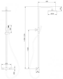 Душевая стойка ABBER Wasser Kreis AF8160 с термостатом хром