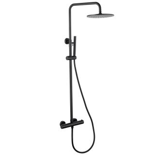 Душевая стойка ABBER Wasser Kreis AF8160BL с термостатом чёрный матовый