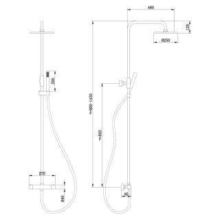 Душевая стойка ABBER Wasser Kreis AF8160L с термостатом хром