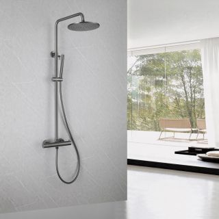 Душевая стойка ABBER Thermostat AF8160NGL с термостатом оружейная сталь