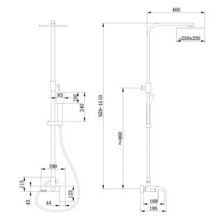 Душевая стойка ABBER Wasserfall AF8616GL золото матовое