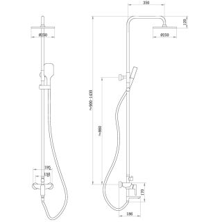 Душевая стойка ABBER Daheim AF8016BL чёрный матовый