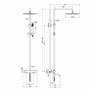Душевая стойка Timo Saona SX-2380/17 с термостатом золото матовое