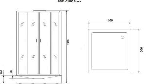 Душевая кабина Niagara NG-6901-01GQ BLACK 90х90см