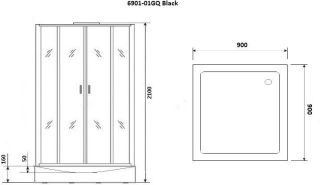 Душевая кабина Niagara NG-6901-01GQ BLACK 90х90см