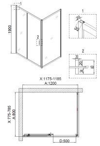 Душевой уголок Niagara Nova NG-6812-08 BLACK 120x80 см