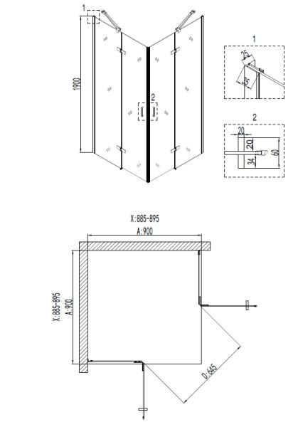 Душевой уголок Niagara Nova NG-6813-08 BLACK 90x90 см