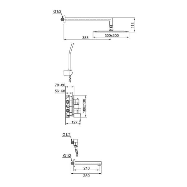 Душевой комплект Gappo G7102 хром