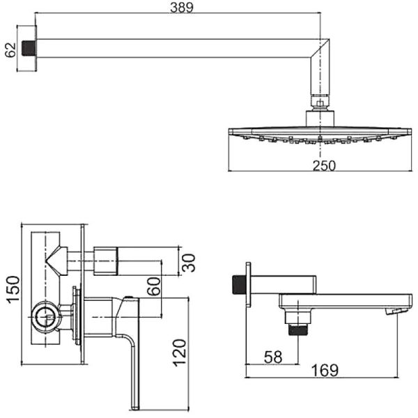 Душевой комплект Gappo G7117-8 белый/хром