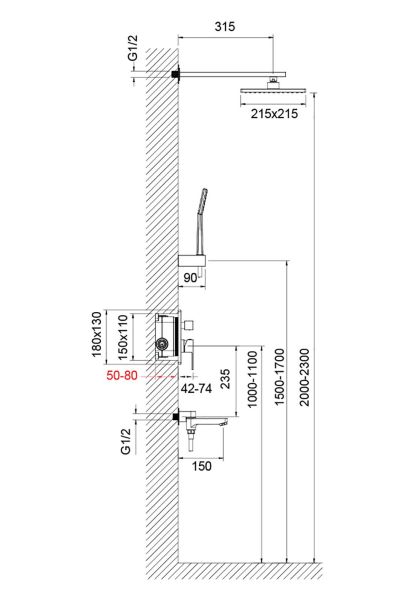 Душевая система встроенная Timo Selene (SX-3069/03SM) черный