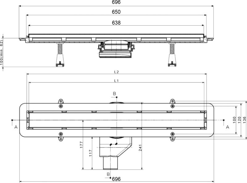 Душевой лоток Pestan Confluo Frameless Line 650 черный матовый 13701320