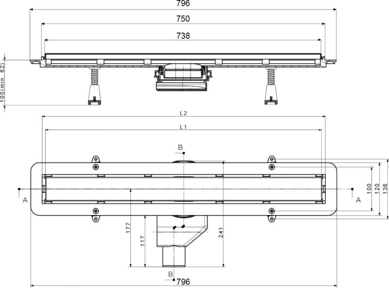 Душевой лоток Pestan Confluo Frameless Line 750 черный матовый 13701321