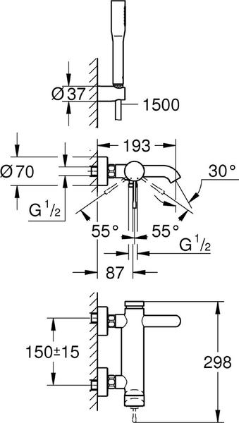 Душевой набор (гарнитур) Grohe Essence+ 33628001 хром