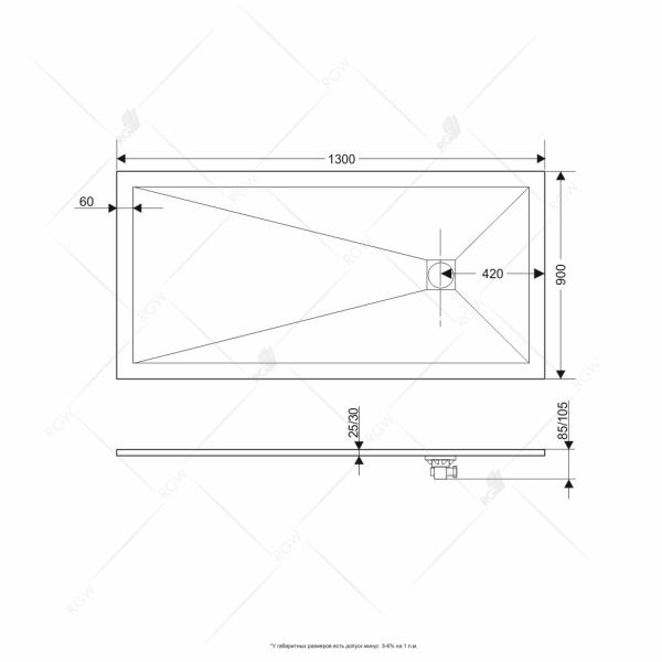 Душевой поддон RGW ST-G 16152913-02 90x130см графит Душевой поддон RGW ST-G 16152913-02 90x130см графит