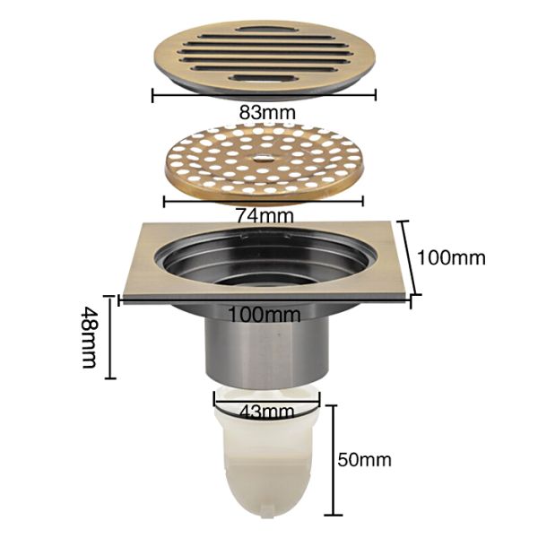 Душевой трап Gappo G81001-4 бронза Душевой трап Gappo G81001-4 бронза