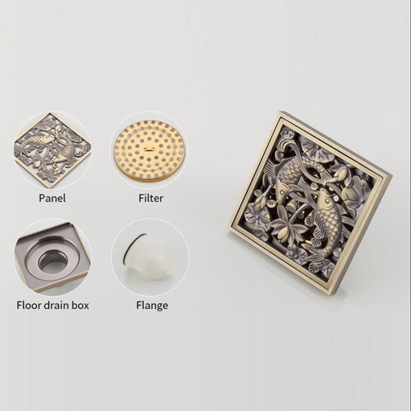 Душевой трап Gappo G81002-4 бронза