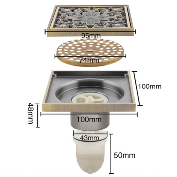 Душевой трап Gappo G81003-4 бронза Душевой трап Gappo G81003-4 бронза