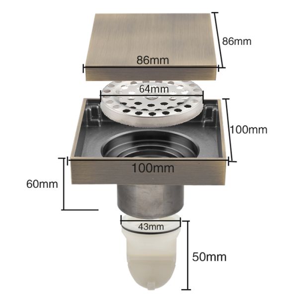 Душевой трап Gappo G81005-4 бронза