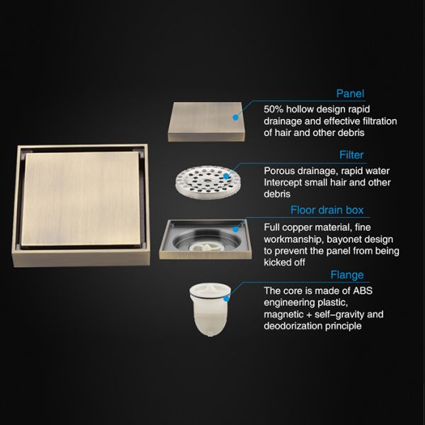 Душевой трап Gappo G81005-4 бронза