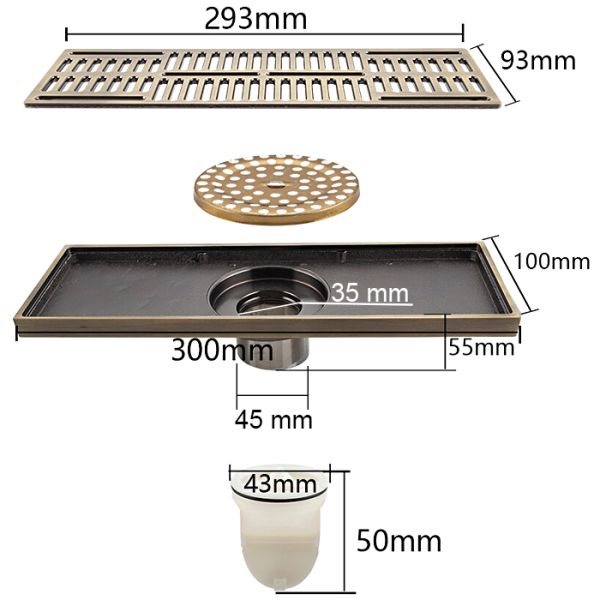 Душевой трап Gappo G83001-4 бронза