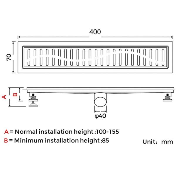 Душевой лоток Gappo G84007-3 40 см сатин