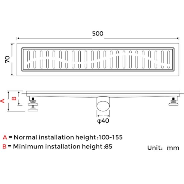 Душевой лоток Gappo G85007-3 50 см сатин