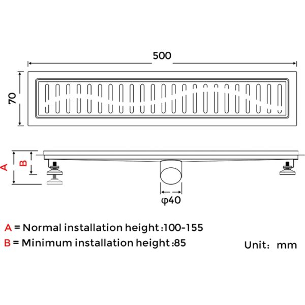 Душевой лоток Gappo G85007-36 50 см чёрный