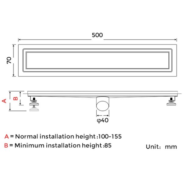 Душевой лоток Gappo G85007-4 50 см сатин