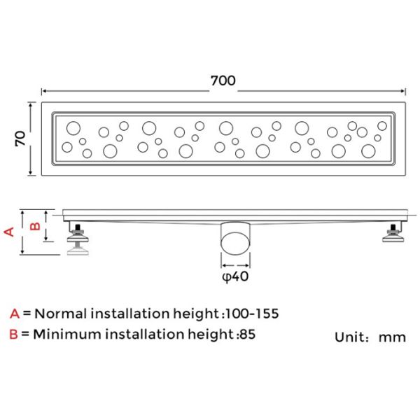 Душевой лоток Gappo G87007-2 70 см сатин