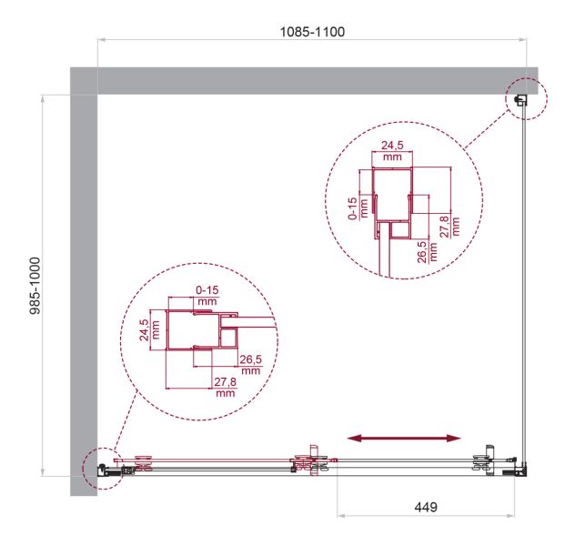 Душевой уголок BelBagno LUCE-AH-1-110/100-C-Cr хром