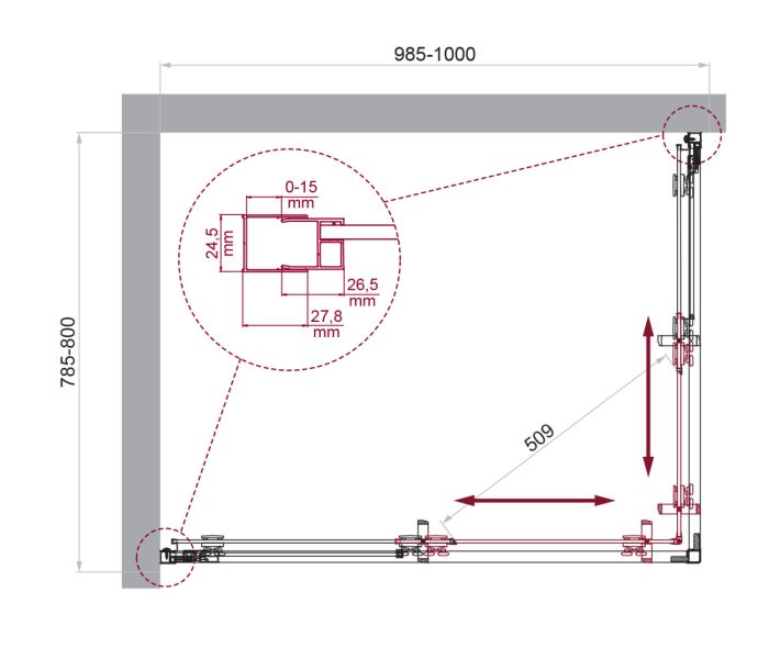 Душевой уголок BelBagno LUCE-AH-2-100/80-C-Cr хром