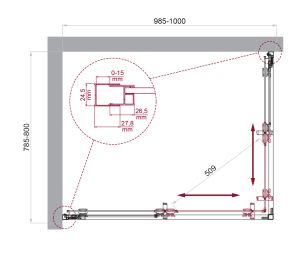 Душевой уголок BelBagno LUCE-AH-2-100/80-P-Cr хром