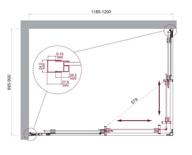 Душевой уголок BelBagno LUCE-AH-2-120/90-C-Cr хром
