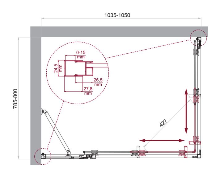 Душевой уголок BelBagno LUCE-AH-21-105/80-C-Cr хром