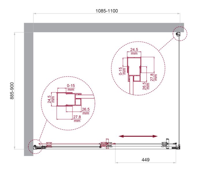 Душевой уголок BelBagno LUCE-AH-1-110/90-C-Cr хром