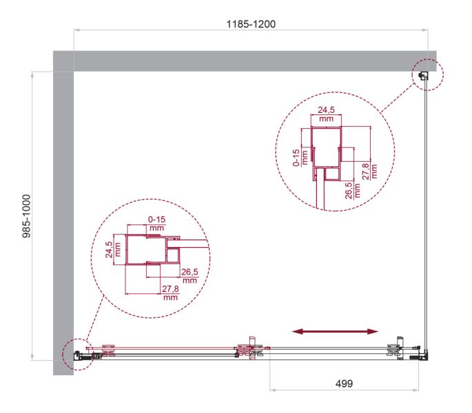 Душевой уголок BelBagno LUCE-AH-1-120/100-C-Cr хром