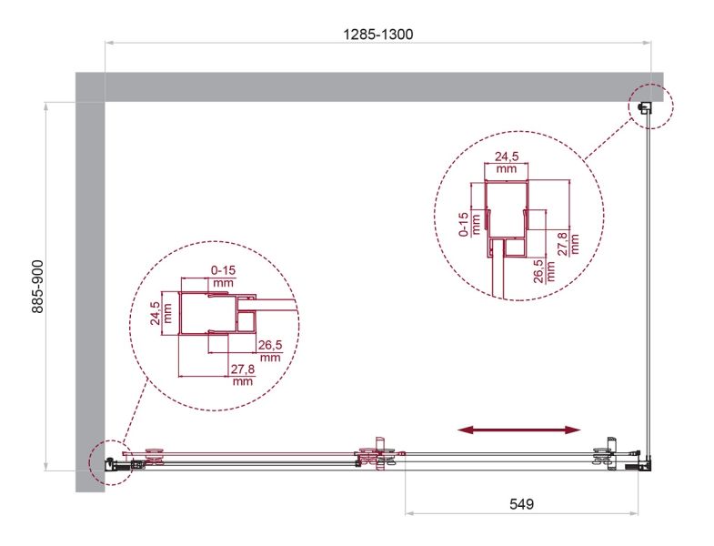 Душевой уголок BelBagno LUCE-AH-1-130/90-C-Cr хром