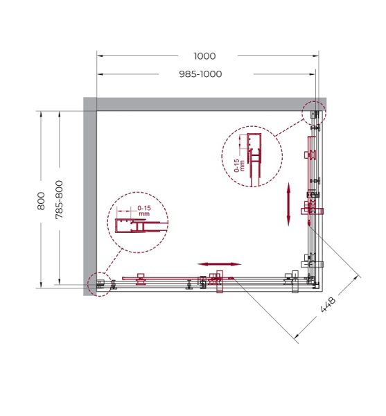 Душевой уголок BelBagno MARINO-AH-2-100/80-C-CR хром Душевой уголок BelBagno MARINO-AH-2-100/80-C-CR хром