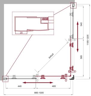 Душевой уголок BelBagno UNO-195-AH-2-120/100-C-Cr хром